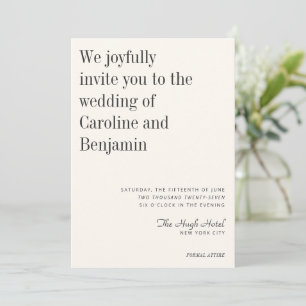 Invitation Typographie de mariage formelle sérif éditoriale c