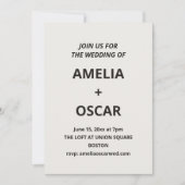 Invitation Typographie de mariage moderne en ivoire noir gras (Devant)