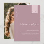 Invitation Typographie de mariage photo rose poussiéreuse min (Devant / Derrière)