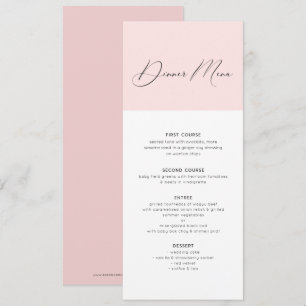 Invitation Typographie de menu de dîner minimaliste rose et b