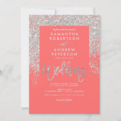 Invitation Typographie de paillettes argentées mariage chic c (Devant)
