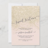 Invitation typographie de parties scintillant en or clair ros (Devant)