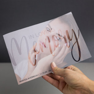 Invitation Typographie de photo   Célébration funéraire de la