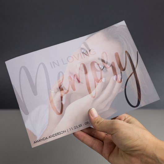 Invitation Typographie de photo | Célébration funéraire de la