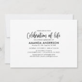 Invitation Typographie de photo | Célébration funéraire de la (Dos)