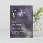 Invitation Typographie de réception de mariage à lumière boke (Debout devant)