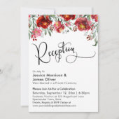 Invitation Typographie de réception de mariage Fleurs rouges  (Devant)