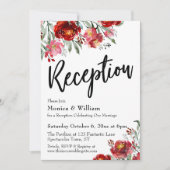 Invitation Typographie de réception de mariage florale rouge  (Devant)