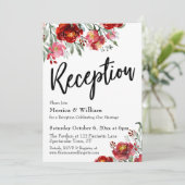 Invitation Typographie de réception de mariage florale rouge  (Debout devant)