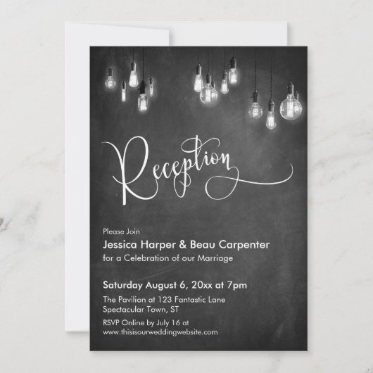 Invitation Typographie De Réception, Edison Lights, Tableau D (Devant)