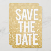 Invitation Typographie de sauvegarde de date en paillettes d' (Devant / Derrière)
