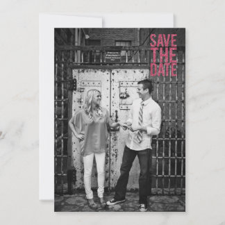 Invitation Typographie de sauvegarde de date noire et rose pa