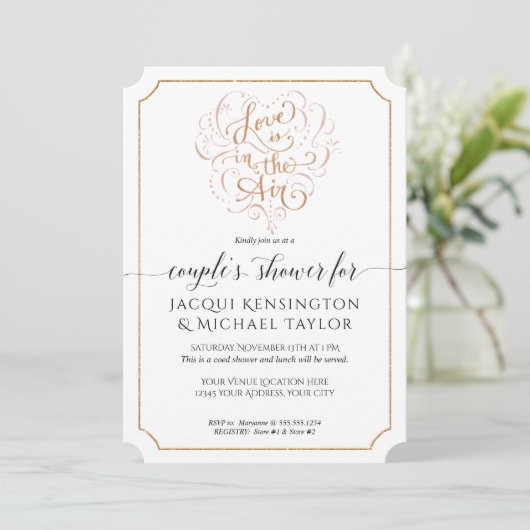 Invitation Typographie de script Amour dans Air Gold Couples  (Debout devant)