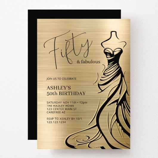 Invitation Typographie de script Cinquante & Joyeux Anniversa