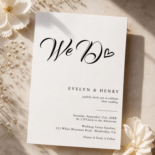 Invitation Typographie de script de cœur moderne Nous faisons