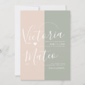 Invitation Typographie de script de coeur simple Mariage rose (Devant)