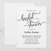 Invitation Typographie de script de douche de mariée simple n (Devant / Derrière)