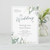 Invitation Typographie de script de verdure simple Mariage de (Debout devant)