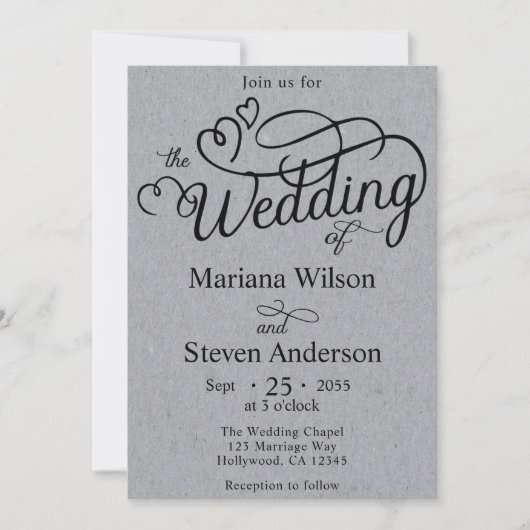 Invitation Typographie de script élégant simple (Devant)