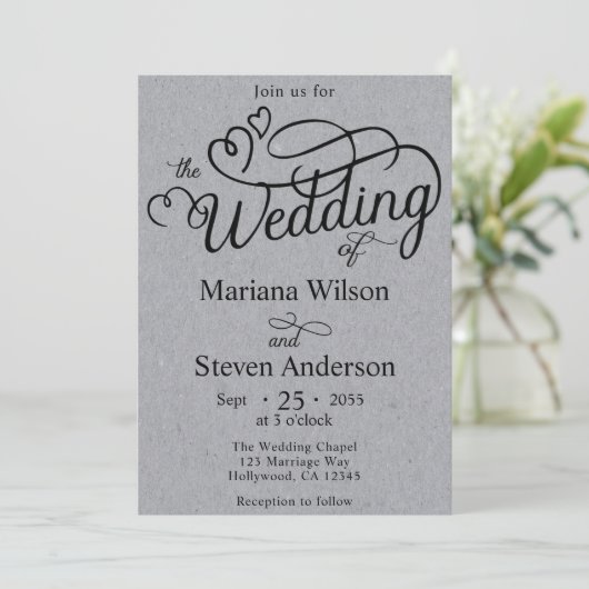 Invitation Typographie de script élégant simple (Debout devant)