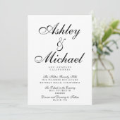 Invitation TYPOGRAPHIE DE SCRIPT ÉLÉGANTE Mariage noir et bla (Debout devant)