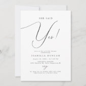 Invitation Typographie de script Elle a dit oui à la fête de (Devant)