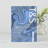 Invitation Typographie de script gras Blue Marble Swirl  (Debout devant)