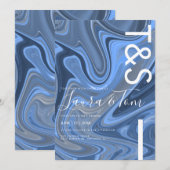 Invitation Typographie de script gras Blue Marble Swirl  (Devant / Derrière)