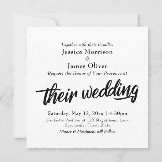 Invitation Typographie de script gras, "Leur mariage" minimal (Devant)