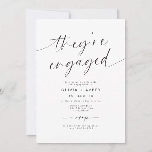 Invitation Typographie de script Ils sont engagés (Devant)