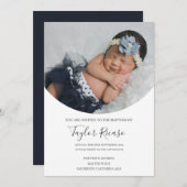 Invitation Typographie de script manuscrite Photo Baptême (Devant / Derrière)