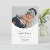 Invitation Typographie de script manuscrite Photo Baptême (Debout devant)