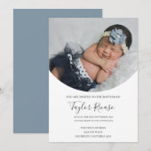 Invitation Typographie de script manuscrite Photo Baptême (Devant / Derrière)