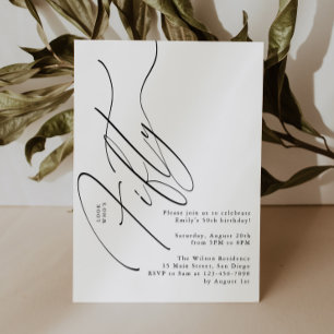 Invitation Typographie de script minimaliste Fête d'anniversa