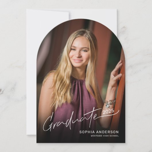 Invitation Typographie de script moderne Arc de graduation ph (Devant)