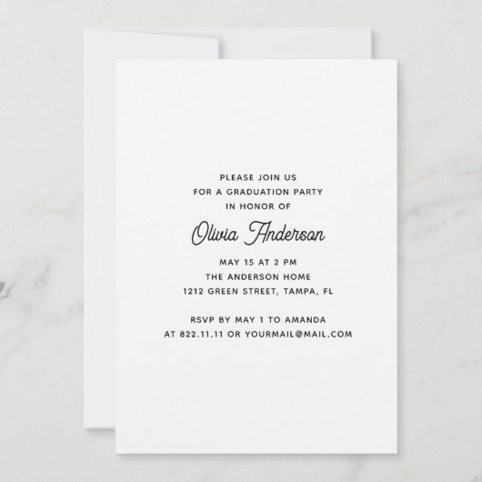 Invitation Typographie de script moderne Diplôme du lycée (Dos)