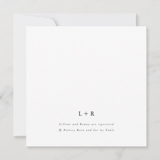 Invitation Typographie de script moderne Fête des mariées noi (Dos)