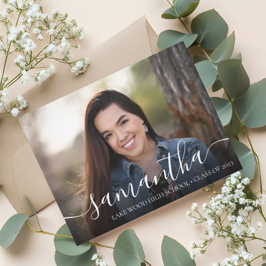 Invitation Typographie de script moderne Photo Graduation Par