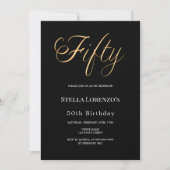 Invitation typographie de script noir or pour 50e anniversair (Devant)