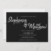 Invitation Typographie de script noir simple Mariage gras (Devant)
