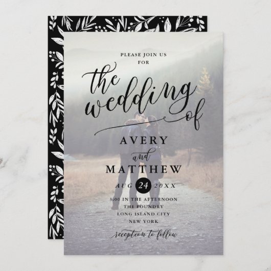 Invitation Typographie de script simple | Mariage photo (Devant / Derrière)