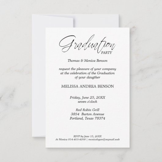 Invitation Typographie de script Whimsical Graduate Lycée (Dos)