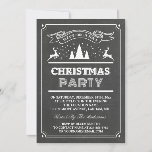 Invitation Typographie de tableau moderne Noël (Devant)
