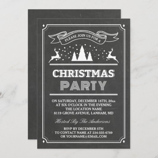 Invitation Typographie de tableau moderne Noël (Devant / Derrière)