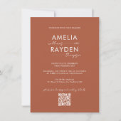 Invitation Typographie de Terracotta Script Photo Code QR Mar (Devant)