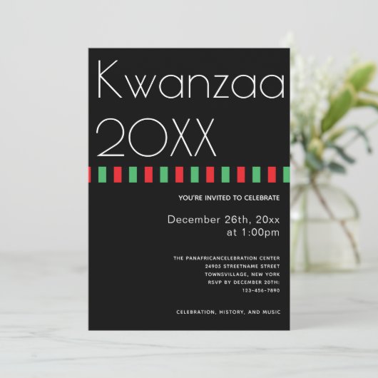 Invitation Typographie de vacances Kwanzaa (Debout devant)