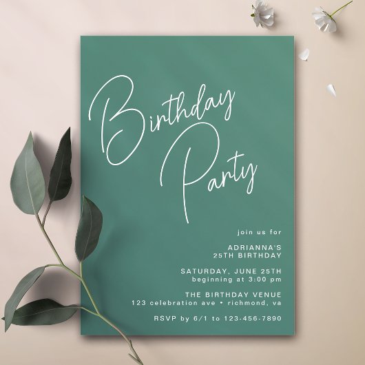 Invitation Typographie décontractée | Jour d'anniversaire Tur