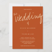 Invitation Typographie décontractée Photo Brûlé Mariage orang (Devant)