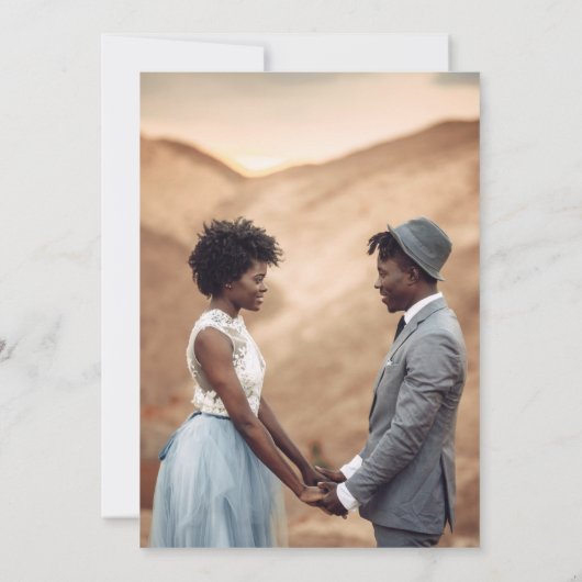 Invitation Typographie décontractée Photo Brûlé Mariage orang (Dos)