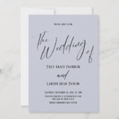 Invitation Typographie D'Écriture La Mariage De Dusty Blue (Devant)